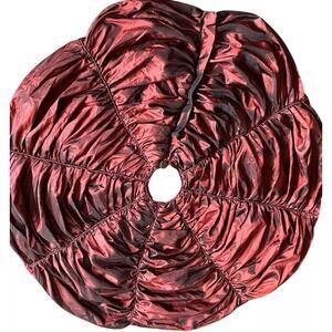 Stratford Home Christmas Tree Skirt Ruched Scalloped Taffeta Crimson Red 52”